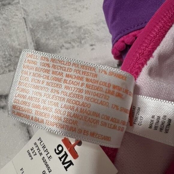 CAT & JACK Swimwear Little Girls Kids 9M Purple Rash Guard Sun Shining 2-Pc. Set - Picture 16 of 16